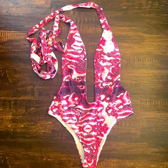 Other - NWOT Sexy Hot Pink Snakeskin One Piece